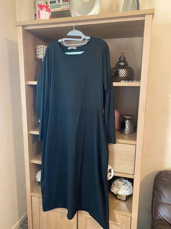 M-Made in Italy 🖤 Made in Italy Black Lagenlook Maxi Dress - OS (Fits UK 14-20)