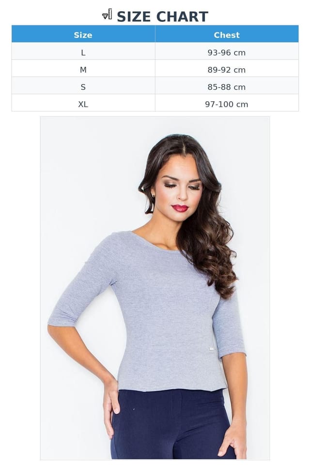 Love Lace Love Lace Women's Classic Fitted 3/4 Basque Blouse in Grey - 3