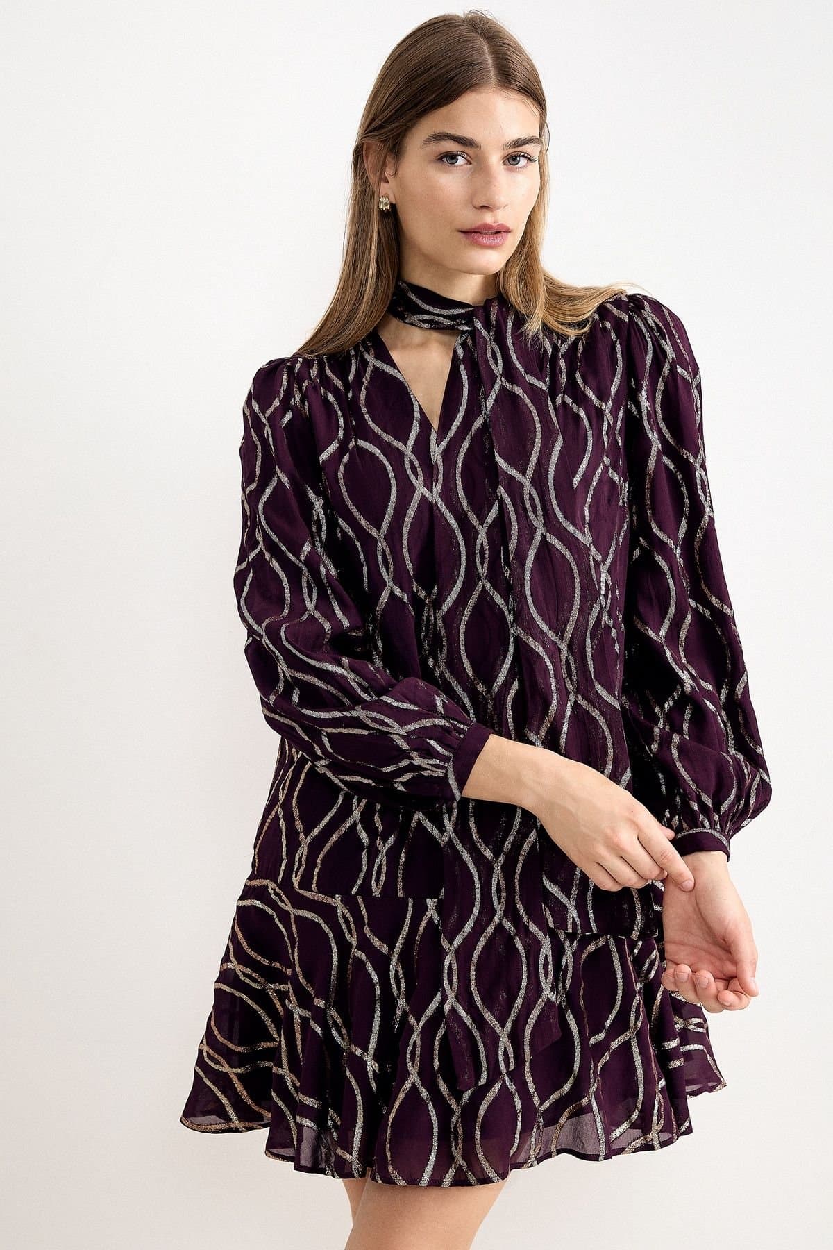 Phase Eight Phase Eight Women's Vera Fil Coupe Dress in Wine