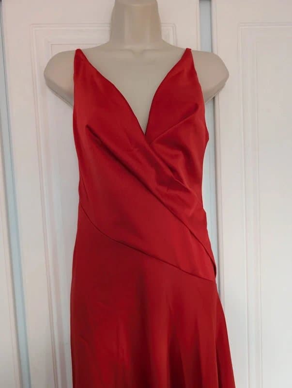 ASOS ASOS satin cami drape midi dress in red size 6