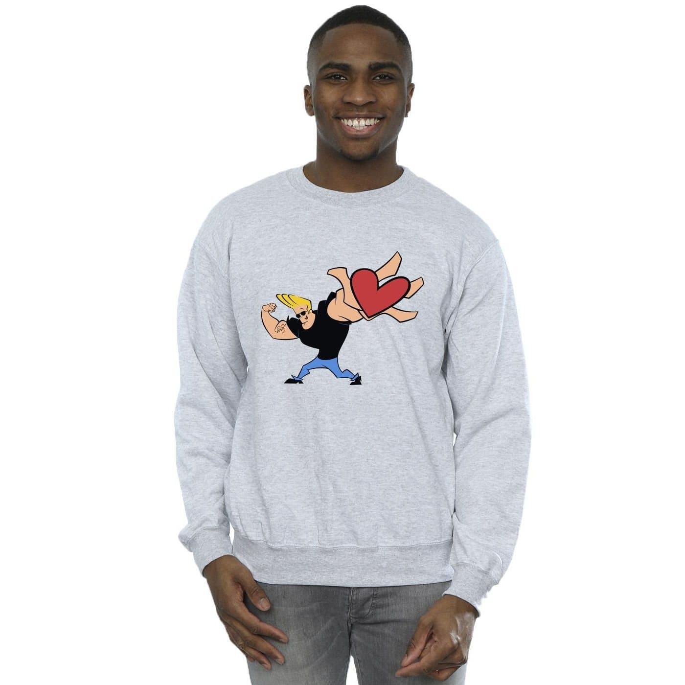 Johnny Bravo Johnny Bravo Men's Heart Present Sweatshirt in Grey
