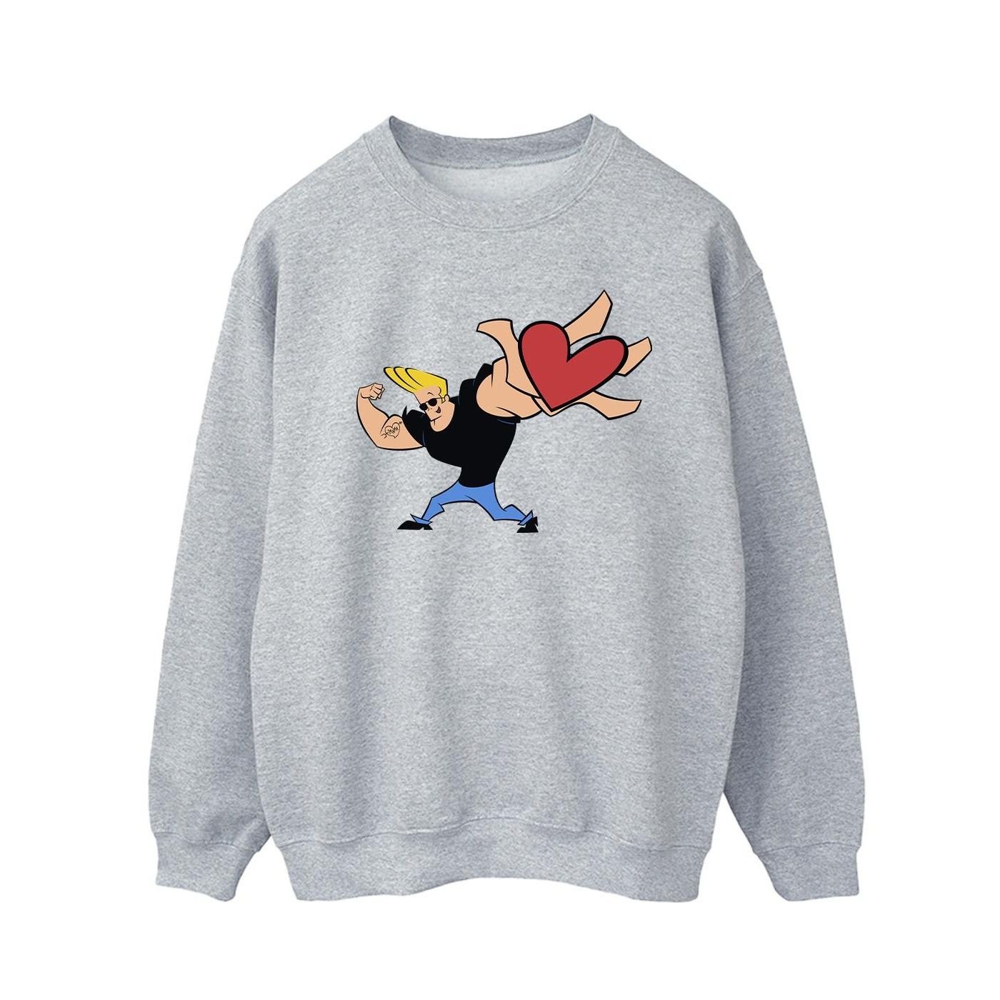 Johnny Bravo Johnny Bravo Men's Heart Present Sweatshirt in Grey - 2