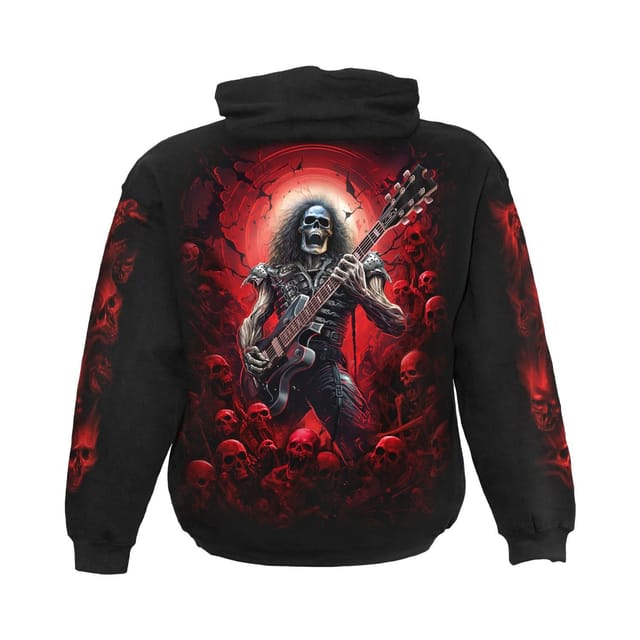 Spiral Direct Spiral Direct Men's Tomb Of Rock Back & Sleeve Print Pull Over Hoodie in Black - 3