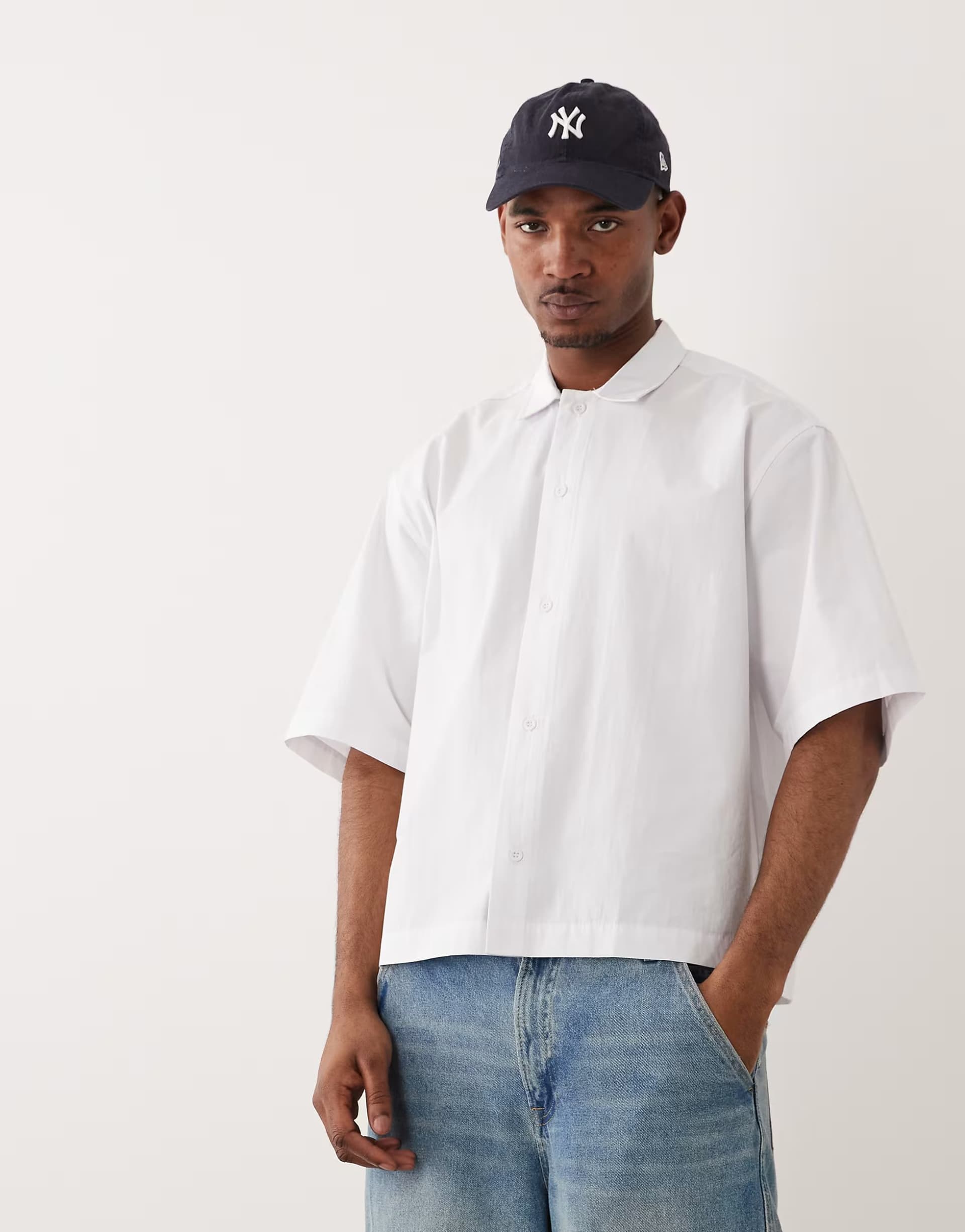 ASOS ASOS DESIGN oversized poplin shirt with placket detail in white