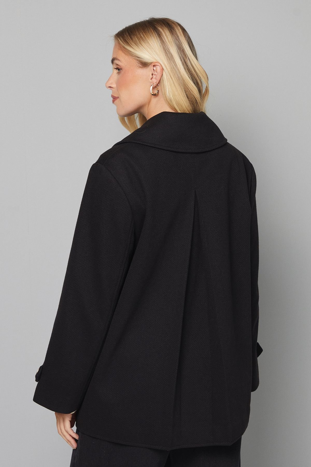 Wallis Wallis Women's Petite Mid Length Double Breasted Coat in Black - 3