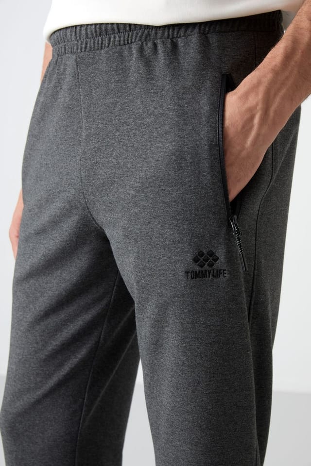 Tommy Life Tommy Life Men's Regular Fit Straight-Leg Sweatpants in Charcoal - 3