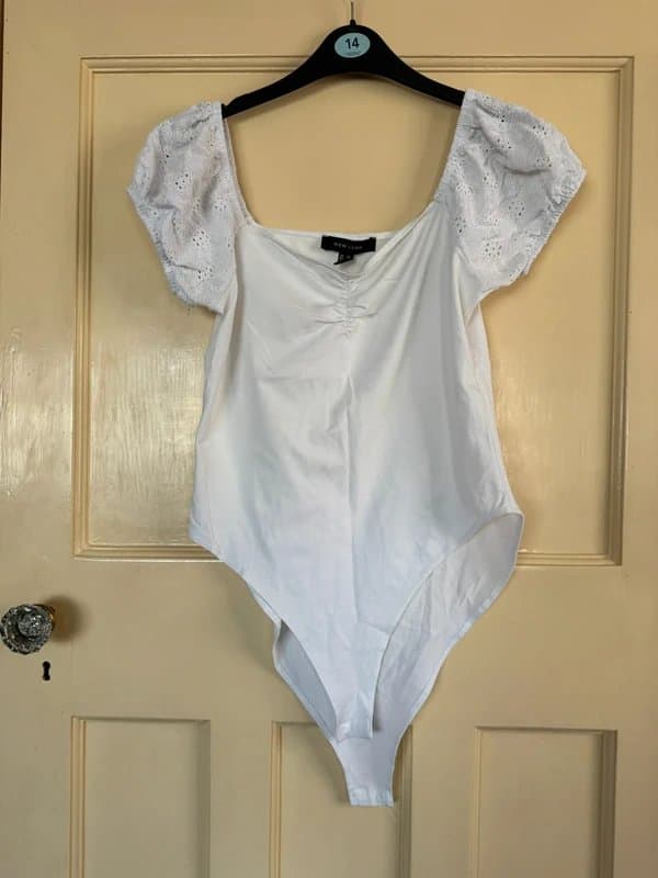 New Look New look | white | bodysuit | top | lace | size 14