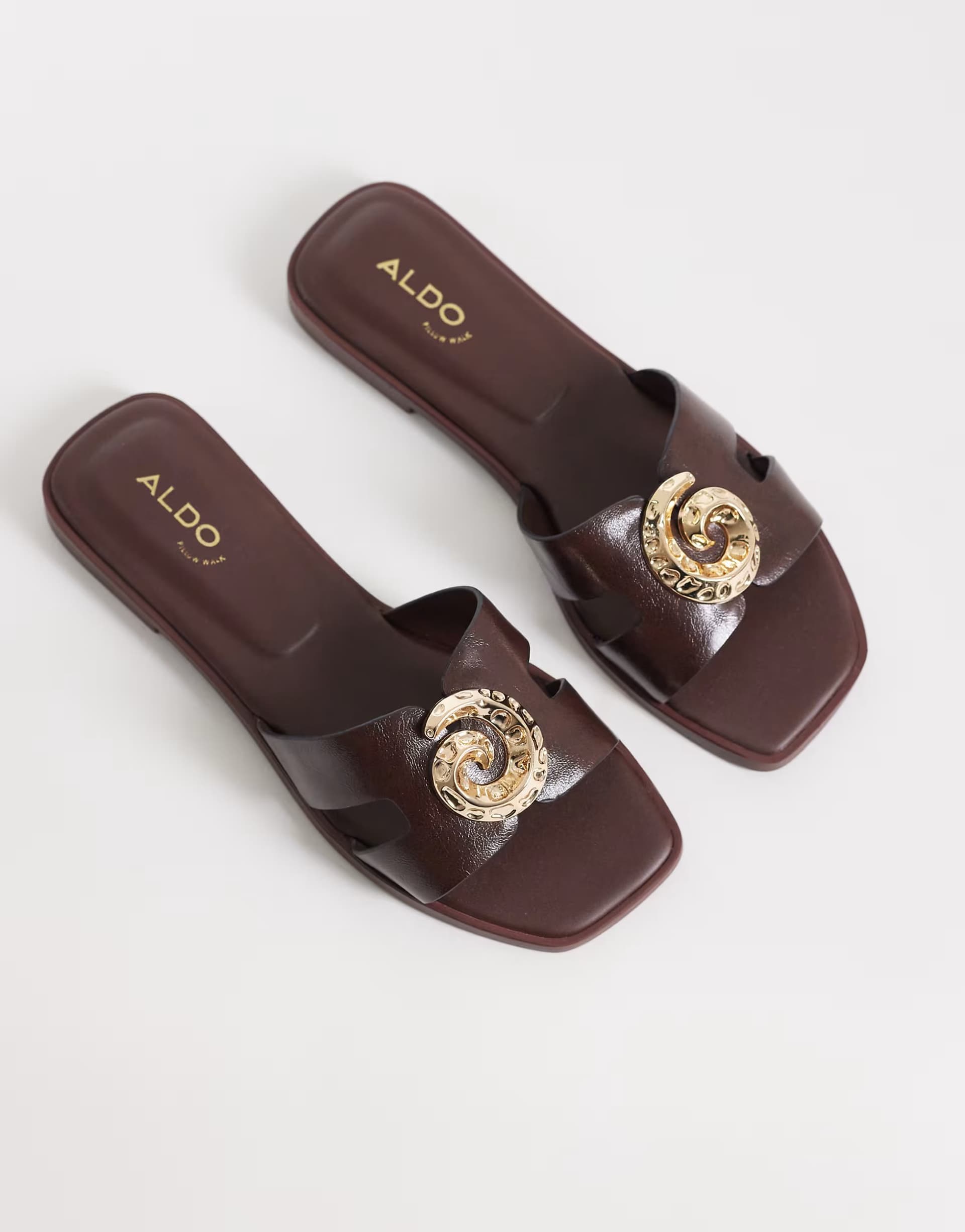 ASOS Aldo Khali flat sandal with embellishment in dark brown