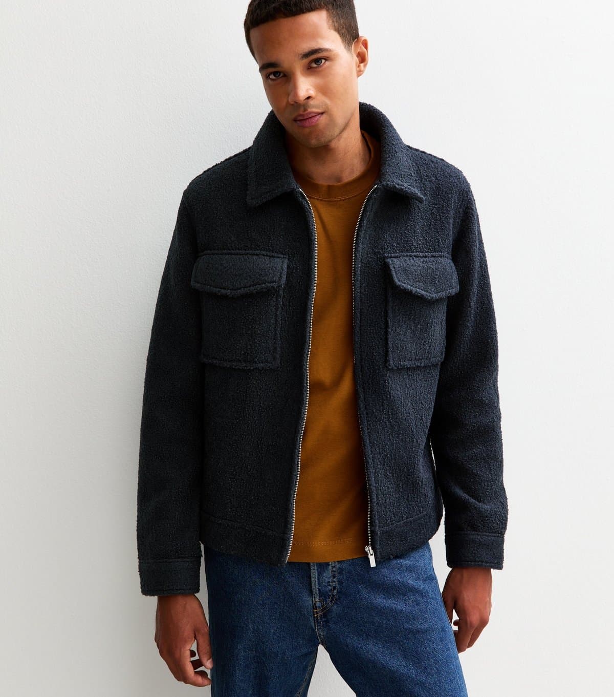 New Look Men's Navy Regular Fit Boucle Texture Jacket New Look