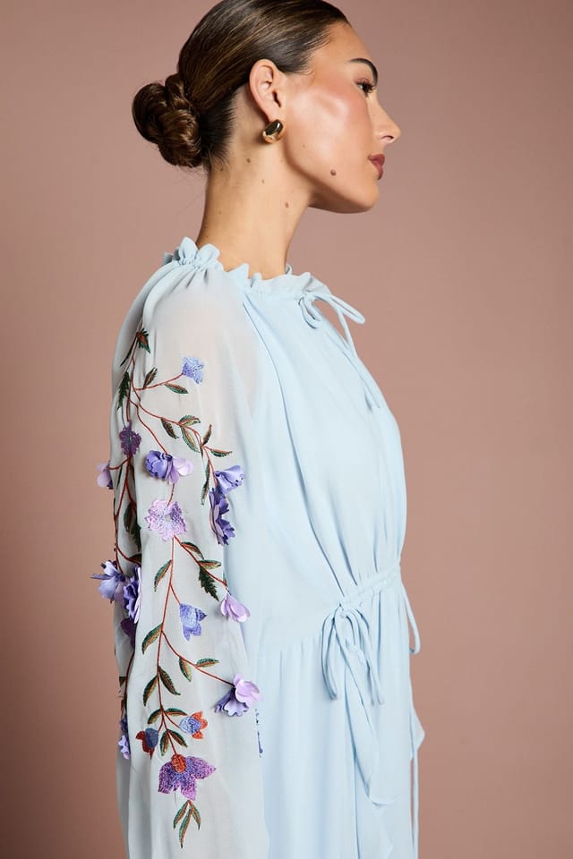 Coast Coast Women's 3D Floral Ruched Detail Midi Dress in Light Blue - 2