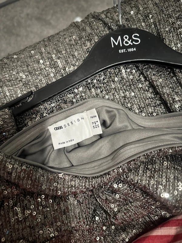 ASOS ASOS design - petite - Size 12 silver sequin body con dress