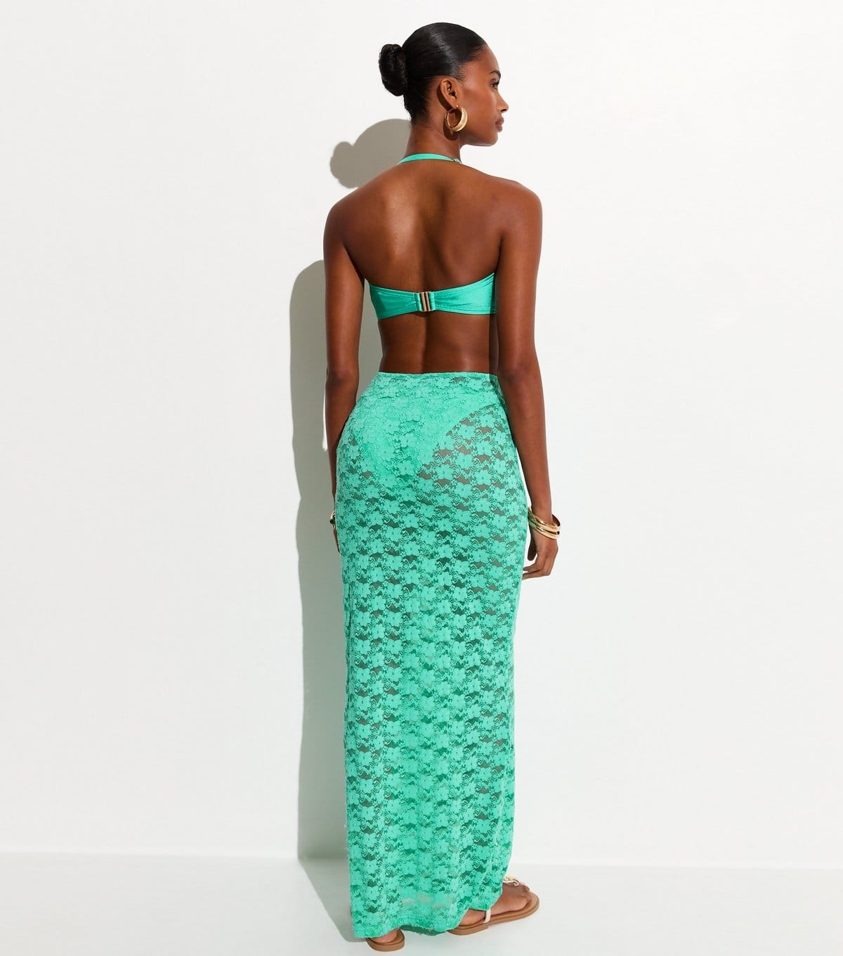 New Look Women's Turquoise Lace Column Beach Maxi Skirt New Look - 4