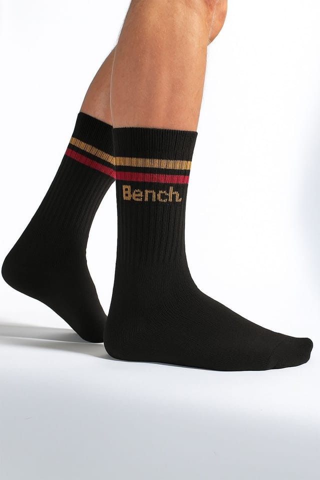 Bench Bench Men's 5 Pairs Crew Cotton Socks - Breathable Sport Athletic Socks in Black - 3