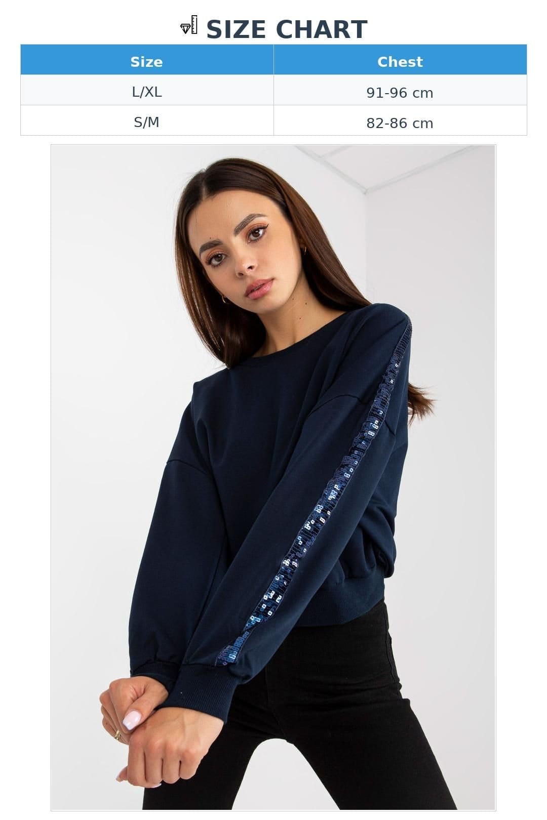 Love Lace Love Lace Women's Long Sleeve Sequin Cuff Blouse in Blue - 4