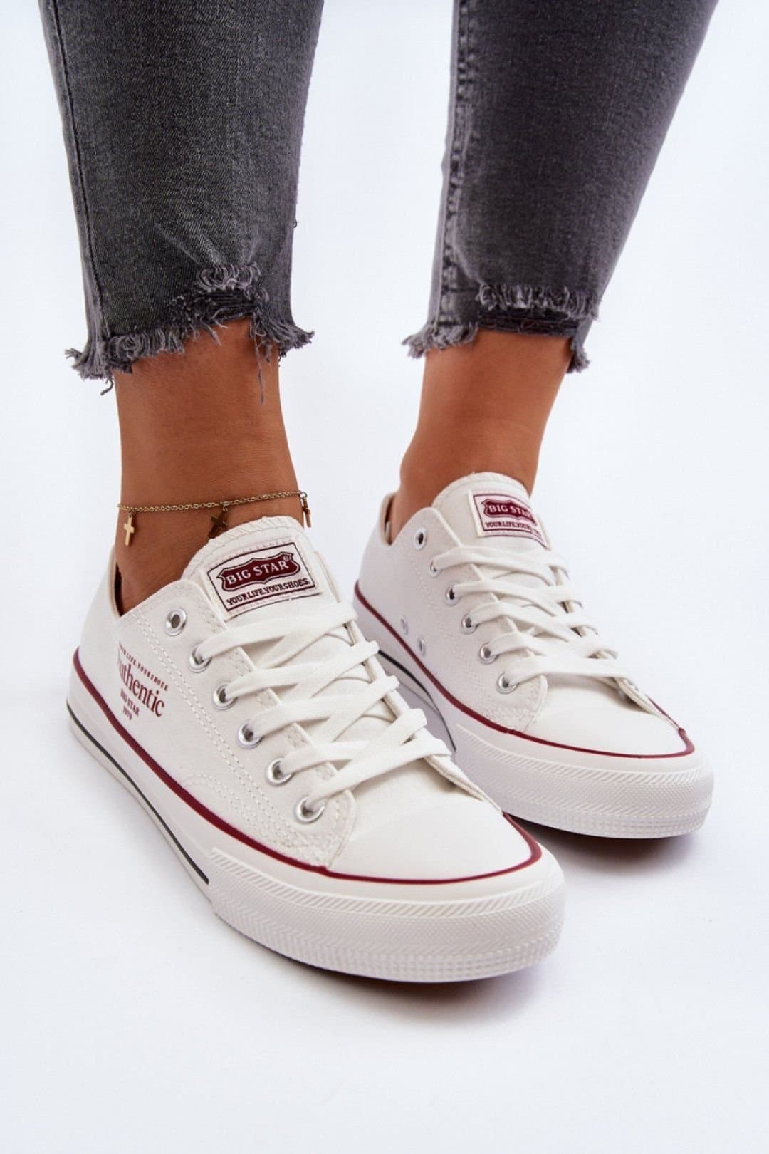 Love Lace Love Lace White Textile Sneakers for Warm Days