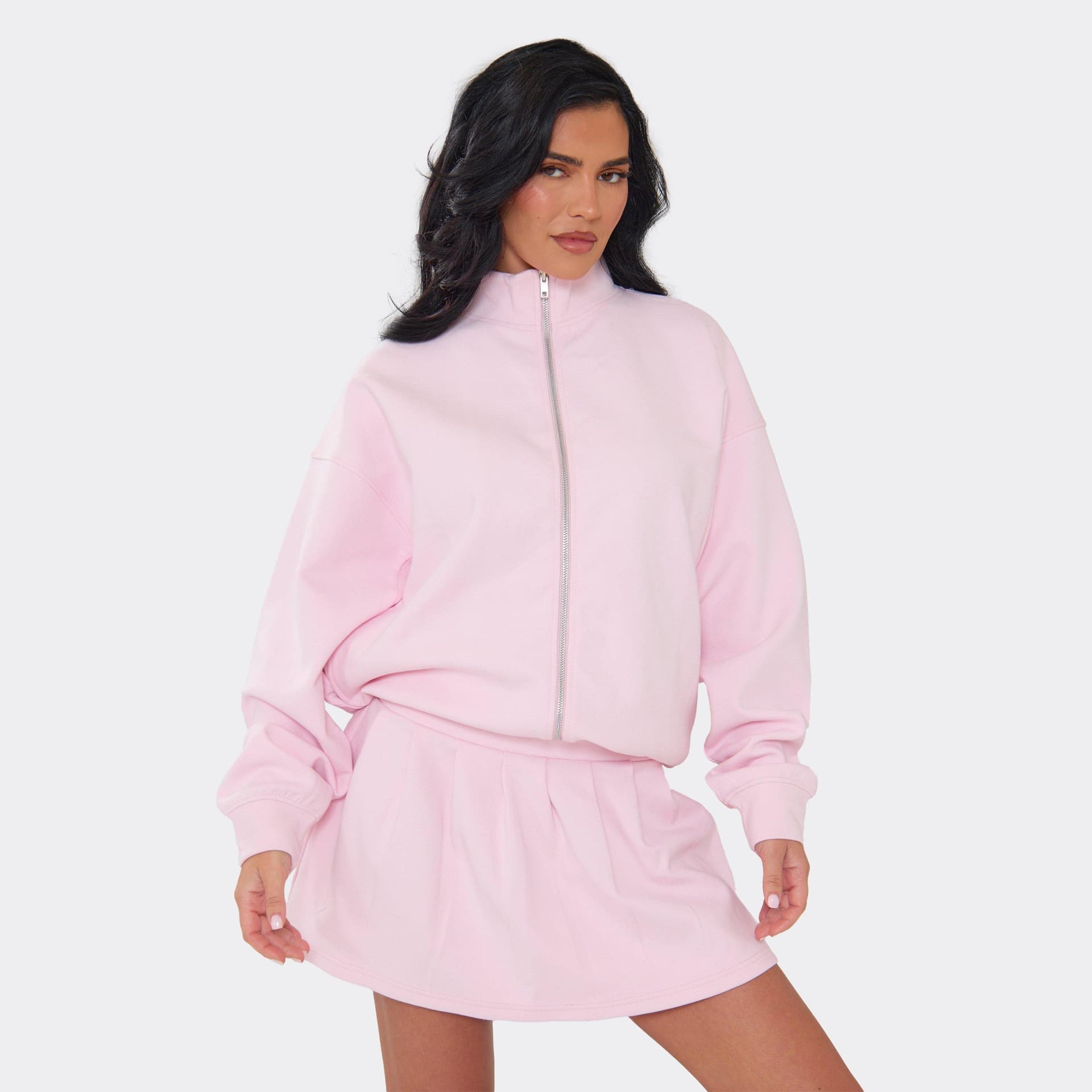 EGO EGO Pink Oversized Funnel Neck Jacket, Women's UK Size 6