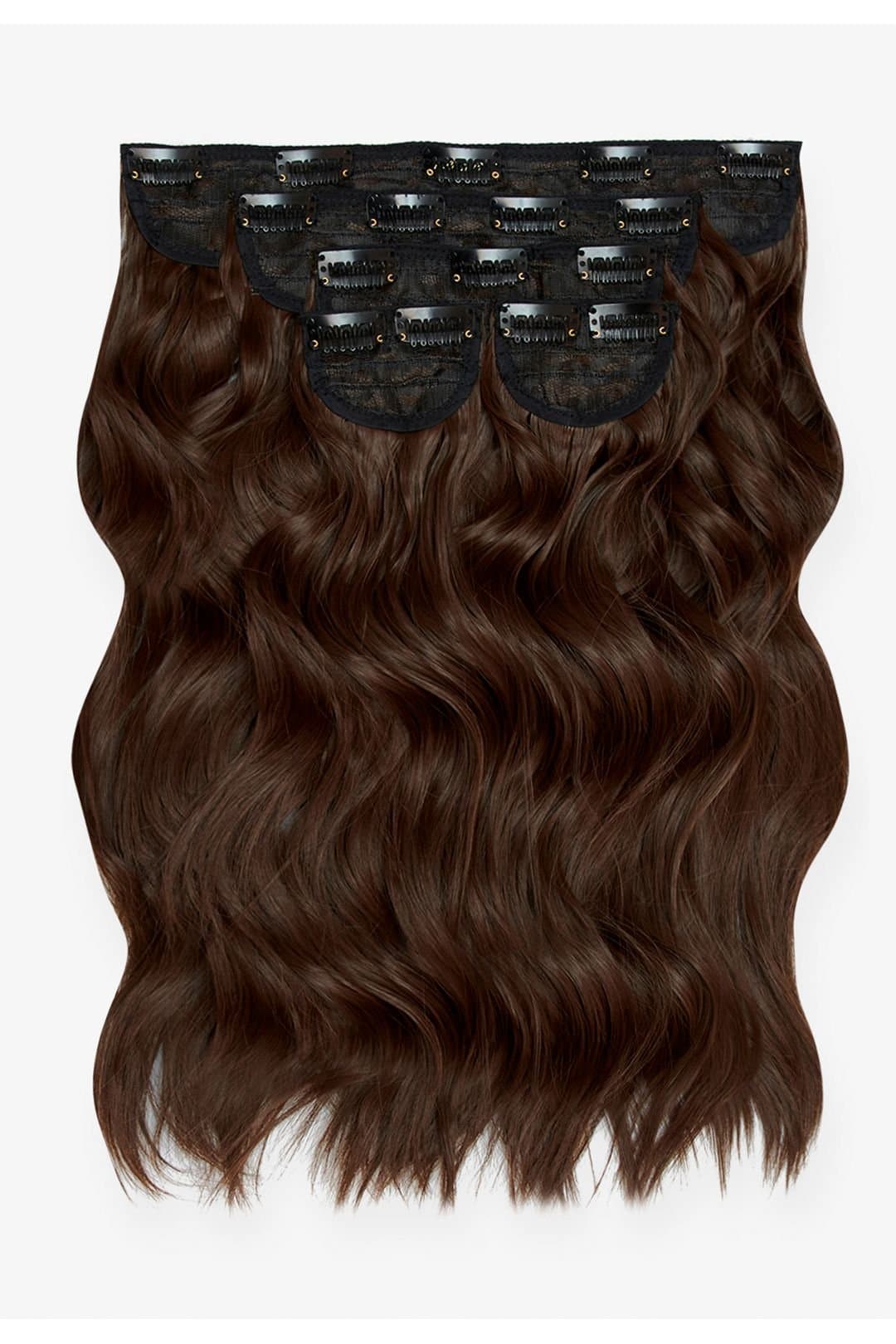 Lullabellz Lullabellz Women's Super Thick 16" 5 Piece Brushed Out Wave Clip In Hair Extensions in Choc Brown