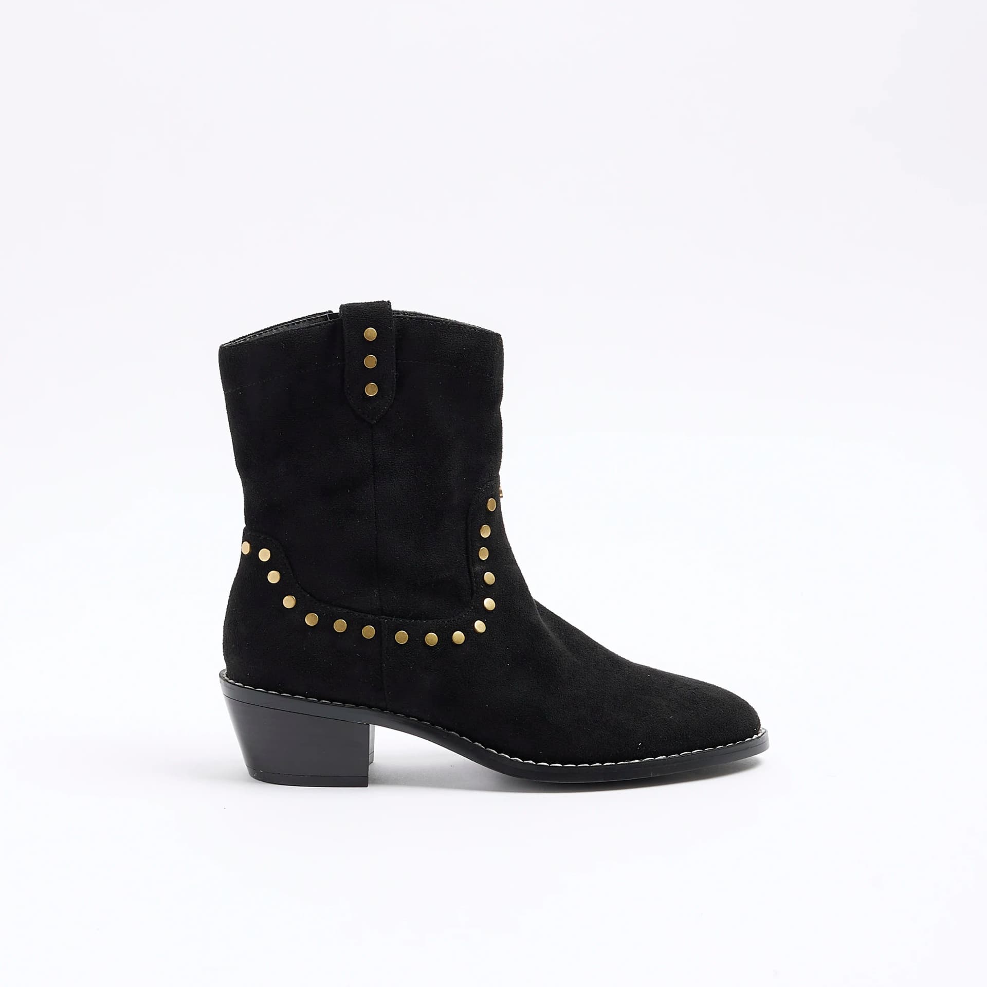 River Island River Island Womens Black Studded Western Ankle Boots