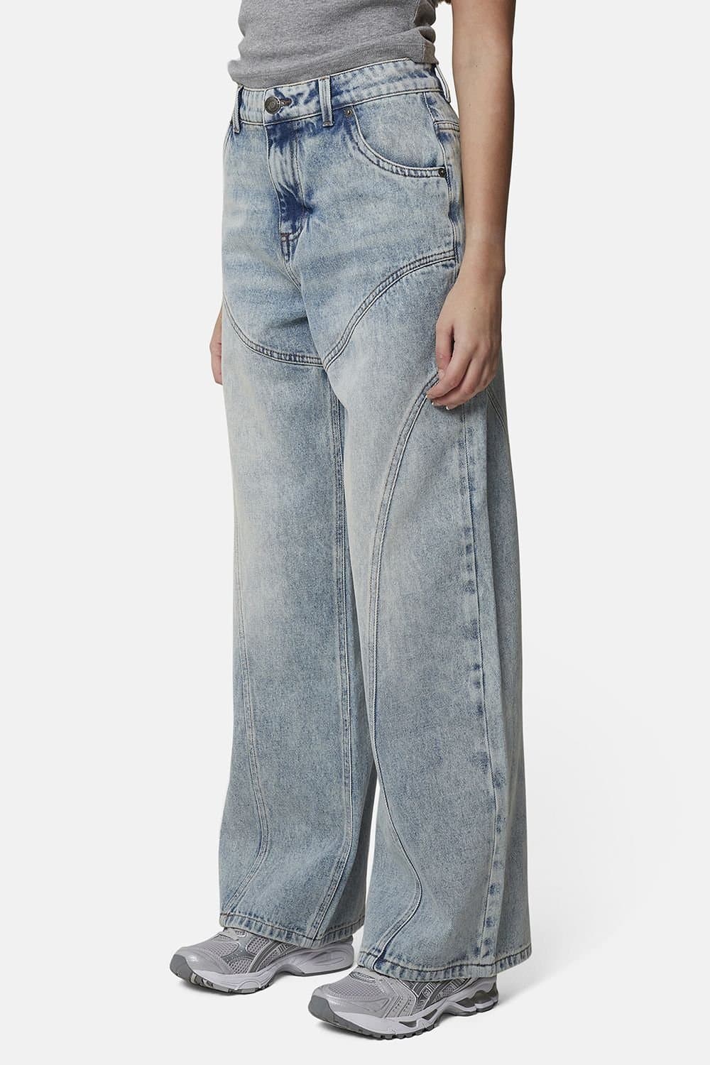 GOOD FOR NOTHING Good For Nothing Women's Baggy Fit Suture Denim Jean in Blue