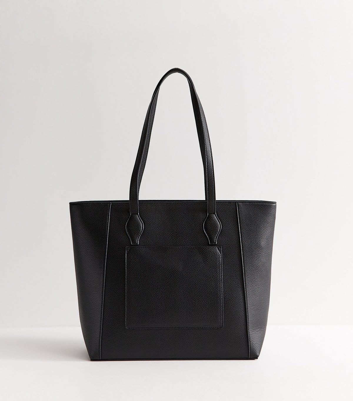 New Look Black Patent Faux Leather Belted Monogram Tote Bag New Look - 4