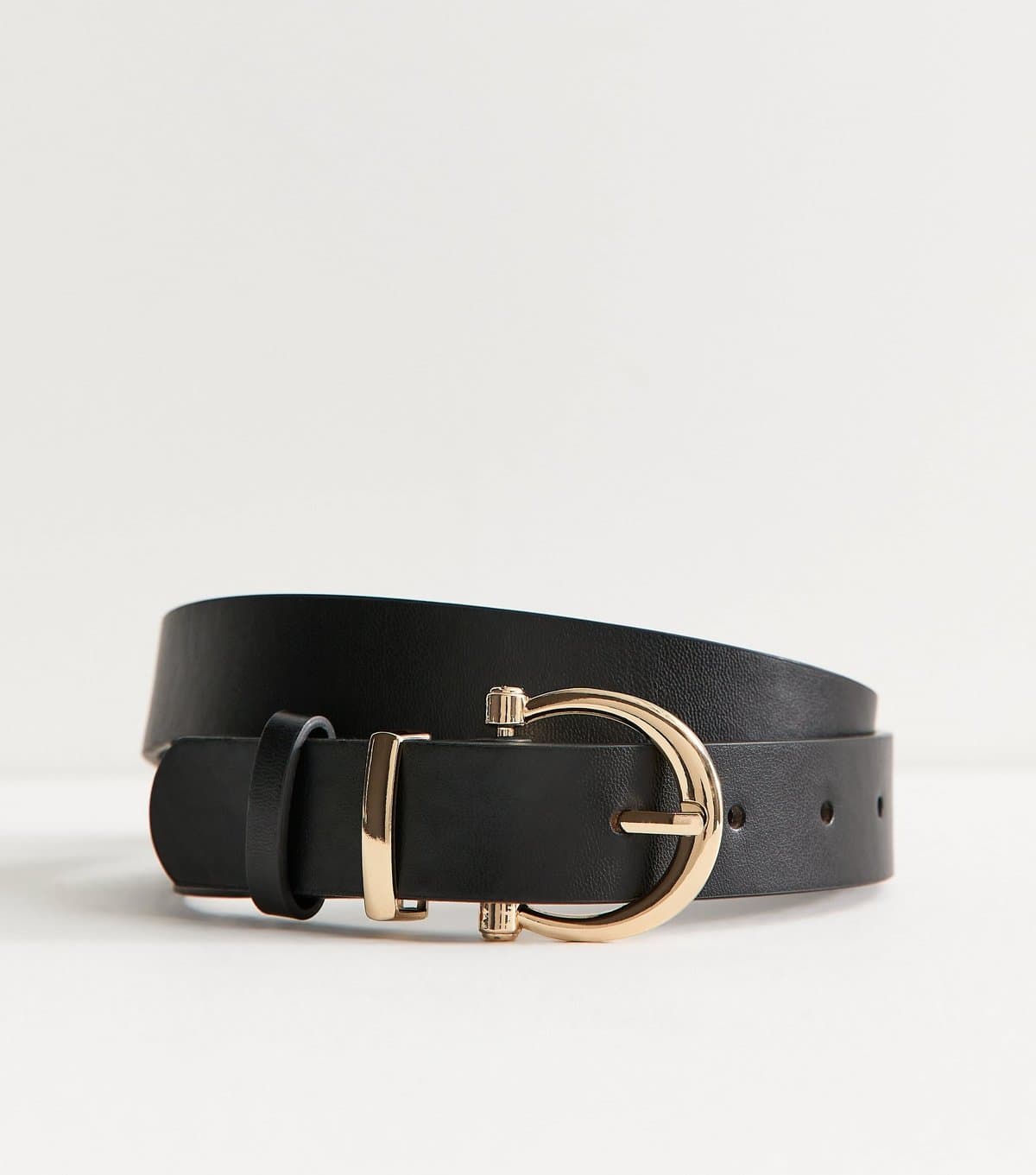 New Look New Look Black Faux Leather Curved Buckle Belt