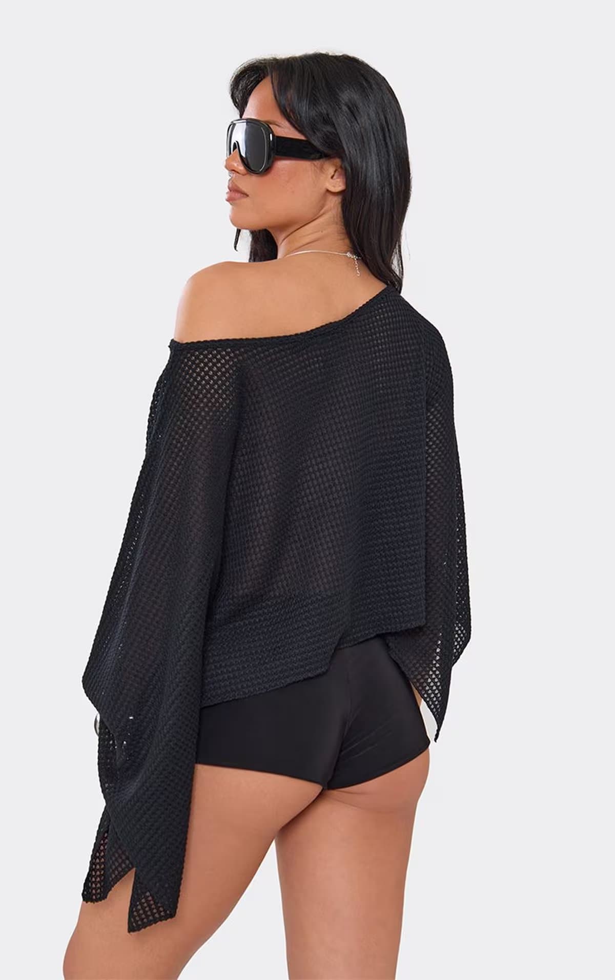 EGO EGO Black Asymmetric Cape Top For Women