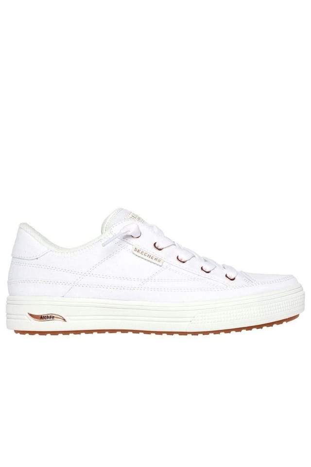 Skechers Skechers Women's Arch Fit Arcade Meet Ya There Canvas Slip-On Trainers in White - 3