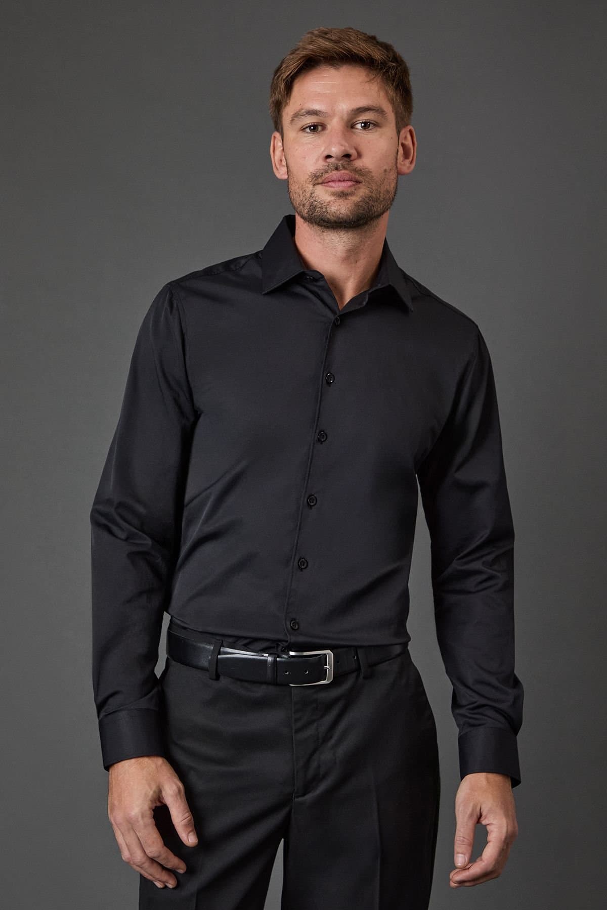 Burton Burton Men's Black Skinny Fit Long Sleeve Shirt