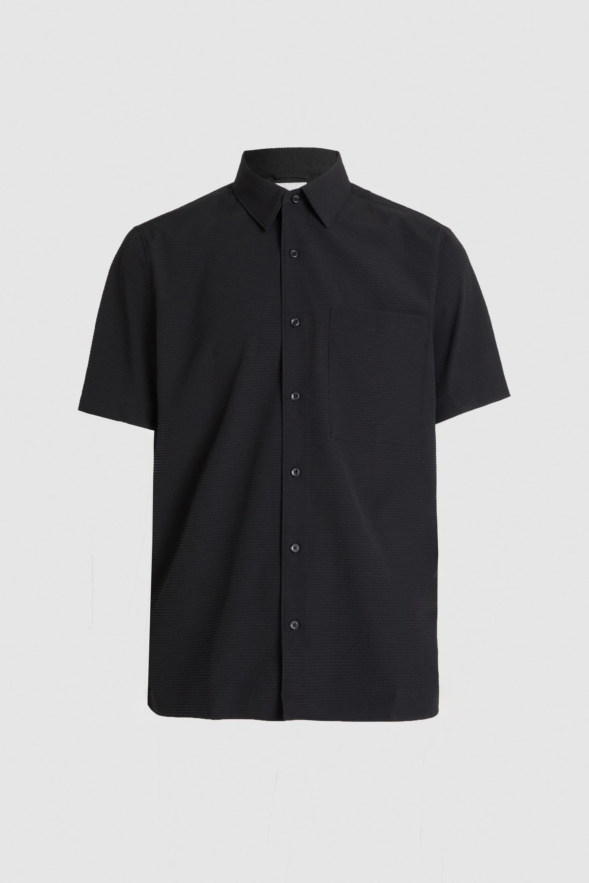 Calvin Klein Calvin Klein Men's Solid Seersucker Classic Shirt Black