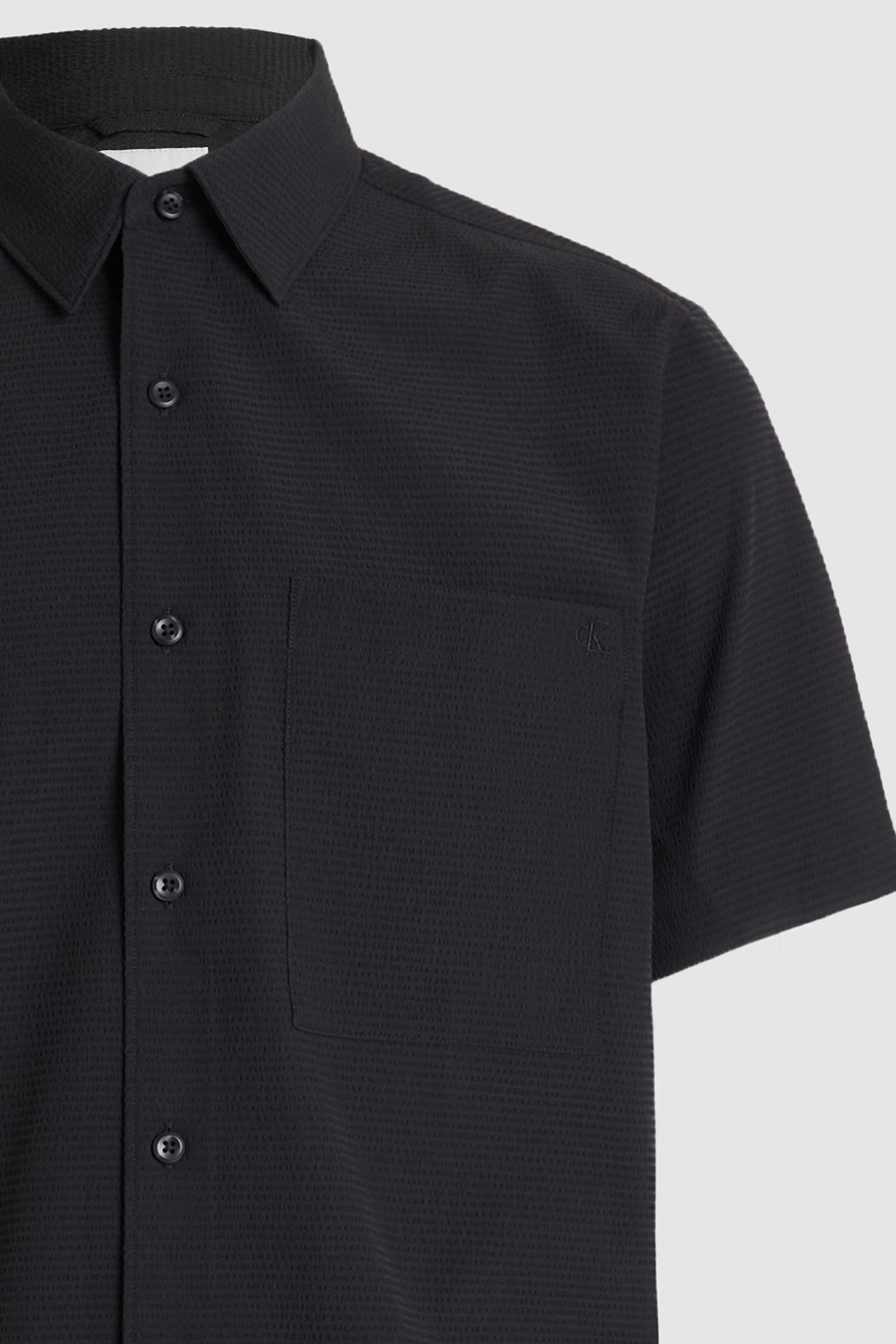 Calvin Klein Calvin Klein Men's Solid Seersucker Classic Shirt Black - 4