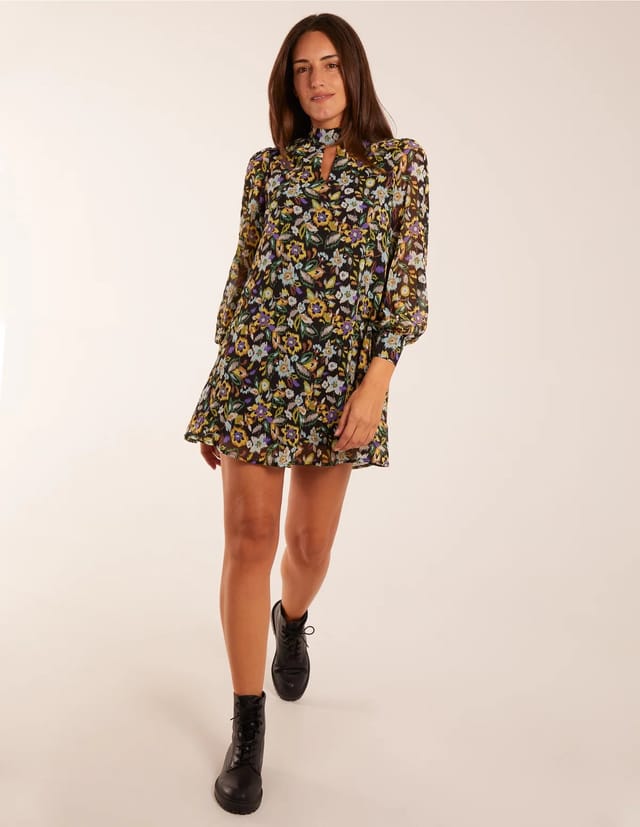 Blue Vanilla High Neck Swing Dress - 3