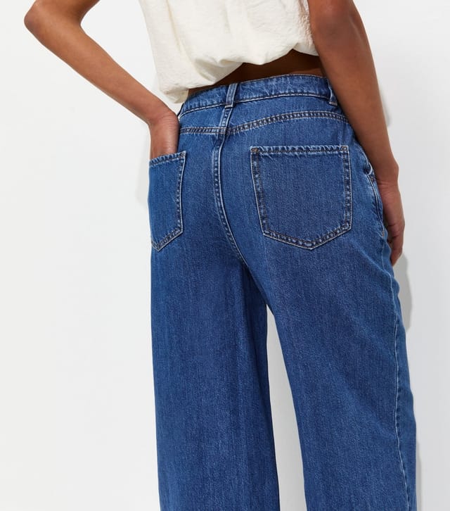 New Look Women's Blue Pleated Wide Leg Jeans New Look - 3