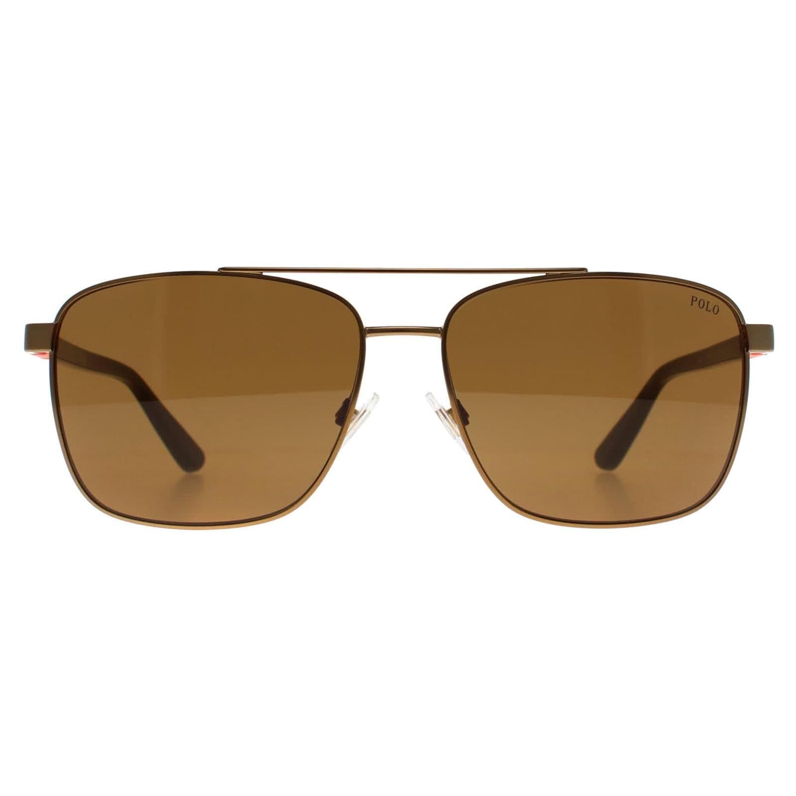 Polo Ralph Lauren Polo Ralph Lauren Men's Rectangle Semi-Shiny Brass Olive Green PH3137 in Brown