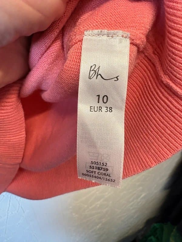 Bhs Bhs Pink Roll Neck Jumper Soft Knit Long Sleeve Basic UK 10 1298