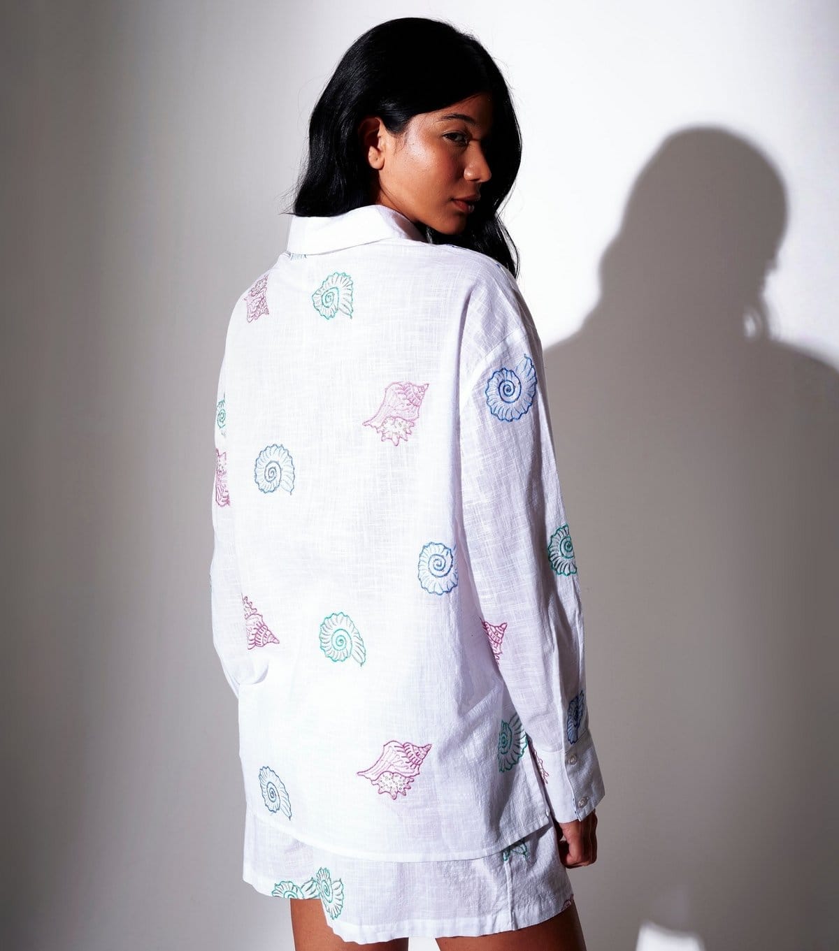 South Beach Women's Multicoloured Cotton Embroidered Shell Beach Shirt South Beach New Look - 4