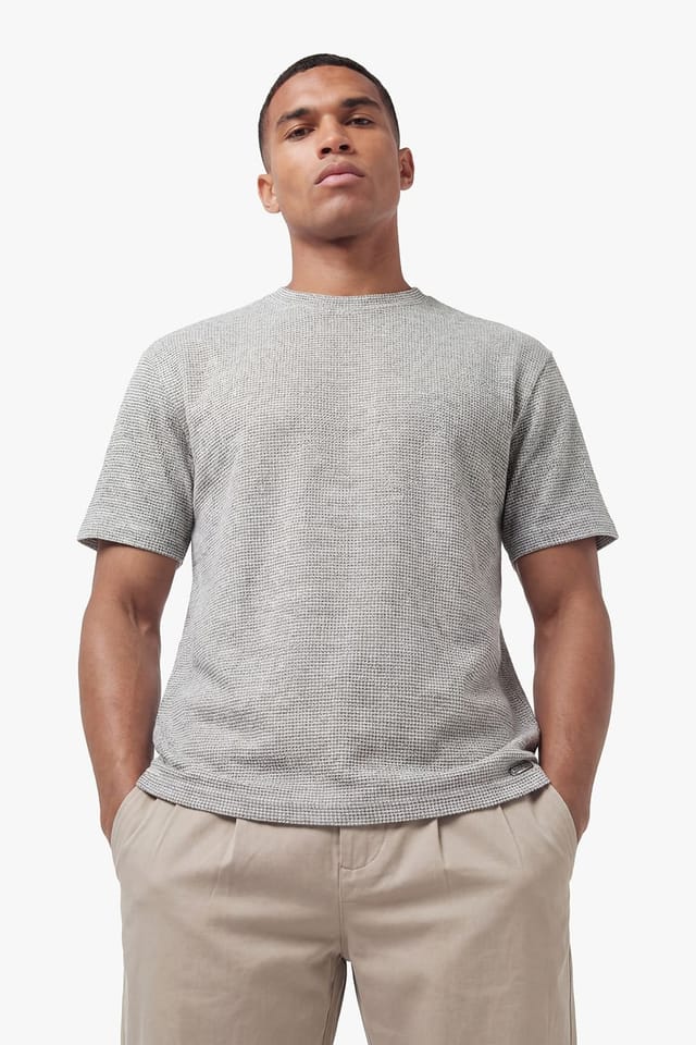 Luke 1977 Luke 1977 Men's Davenport Waffle Relax Fit T-shirt in Light Grey - 3