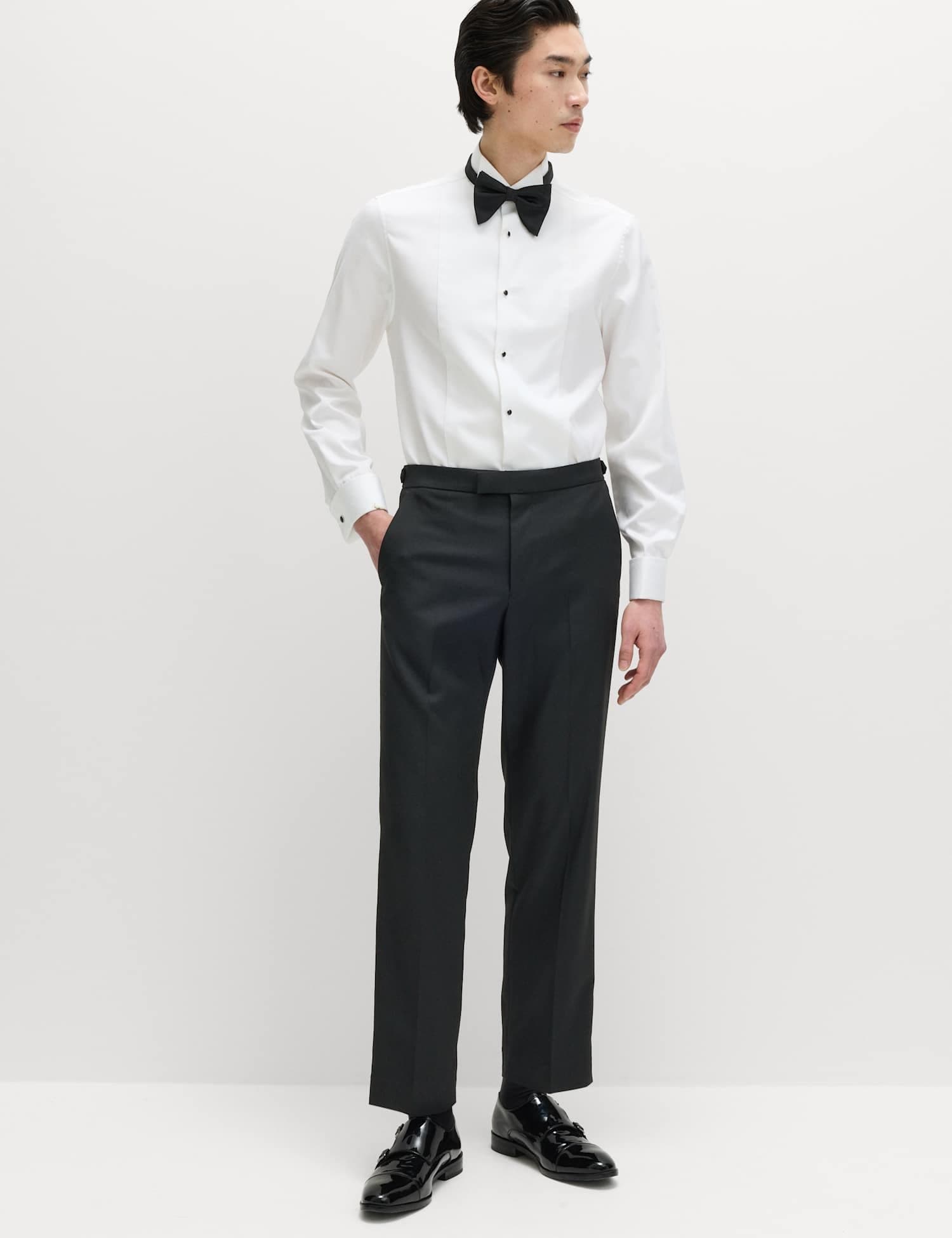 Marks & Spencer M&S Regular Fit Stretch Tuxedo Trousers Black