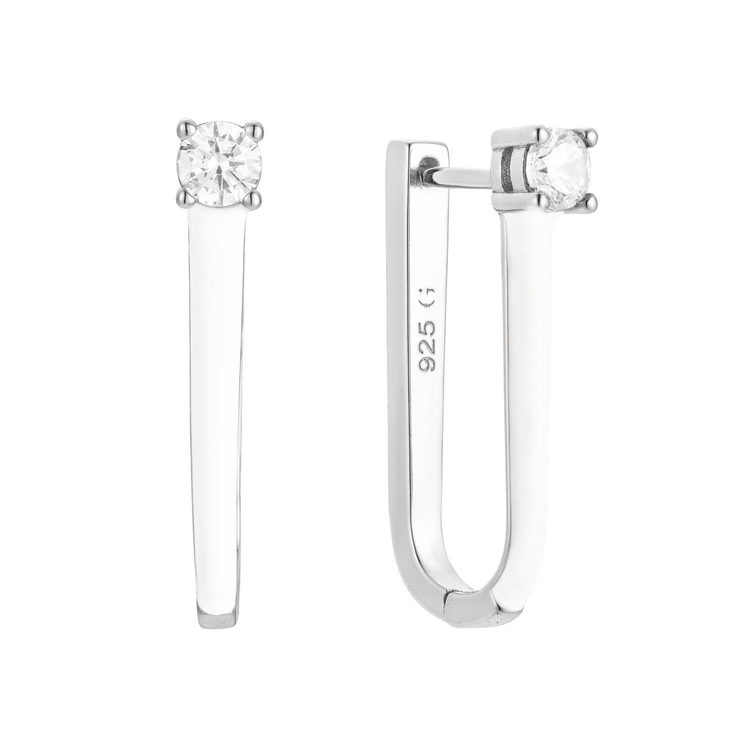 Gold Trip Gold Trip Women's White Enamel U Hoop Earrings in Silver