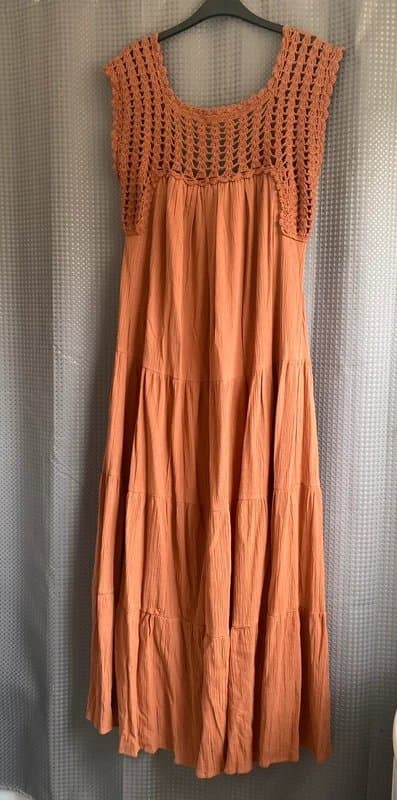 ASOS Asos Design brand new unworn  rust colour maxi dress with crochet uppersize s
