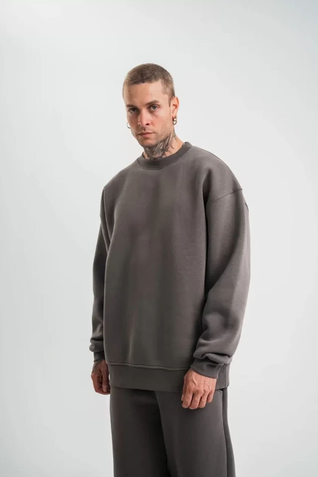 Janes Janes Men's Dark Grey Oversized Sweatshirt