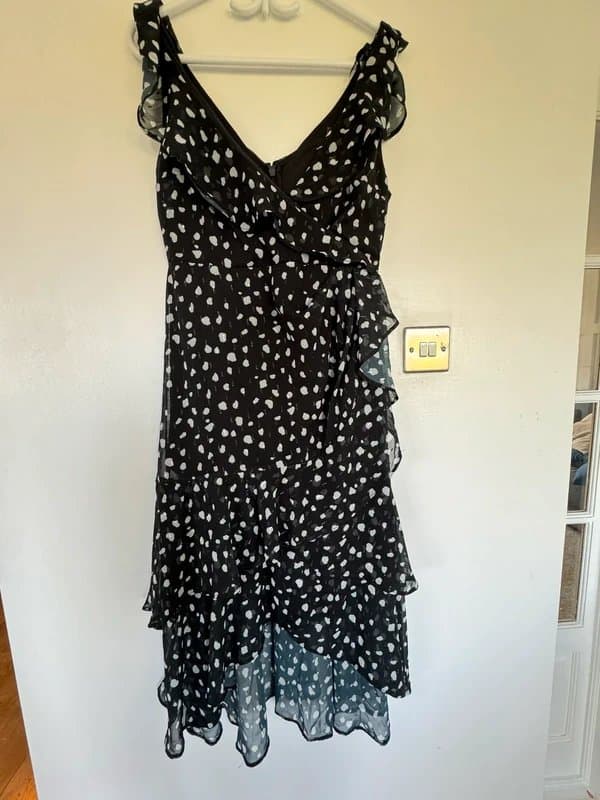 River Island New River Island Black Swing Chiffon Dress - Size 14