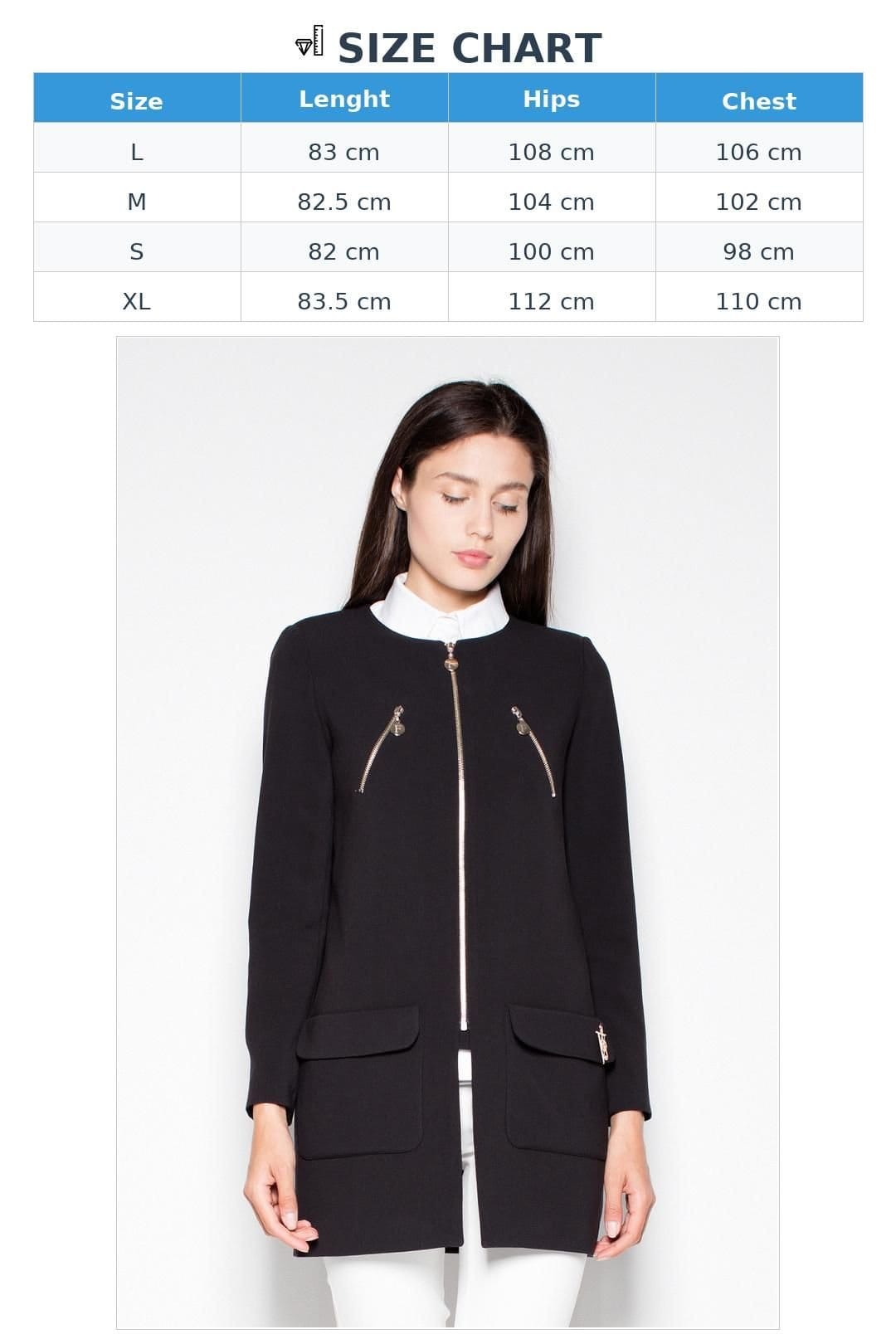Love Lace Love Lace Women's Straight Zip Coat with Slit & Pocket Detail in Black - 4