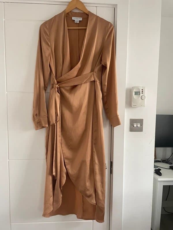 Never Fully Dressed Gold long wrap dress