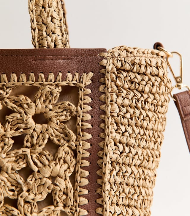 New Look Brown Whipstitched Floral Tote New Look - 3