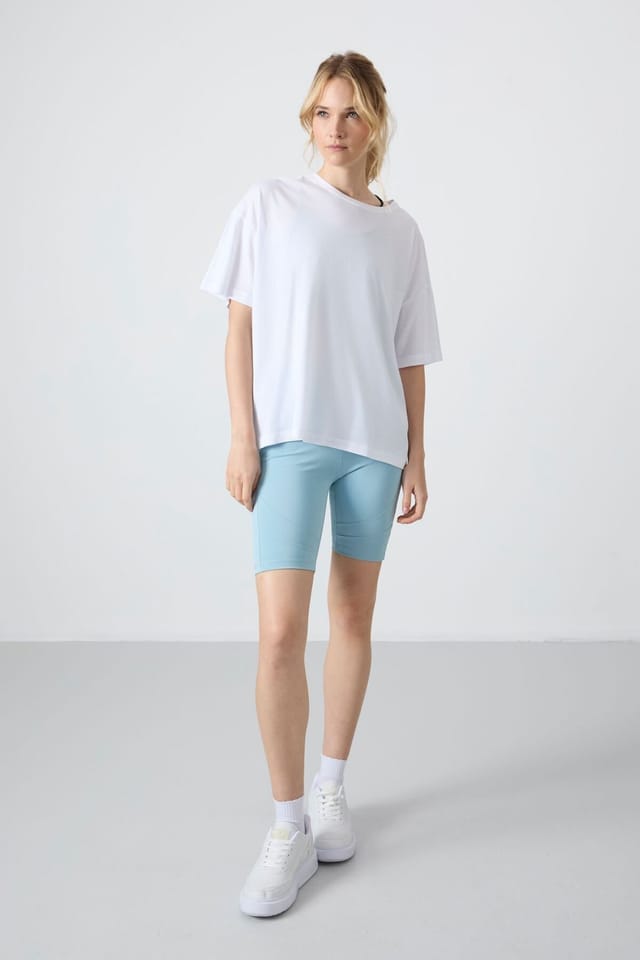 Tommy Life Tommy Life Women's Oversized Cotton-Modal Crew Neck T-Shirt in White - 2