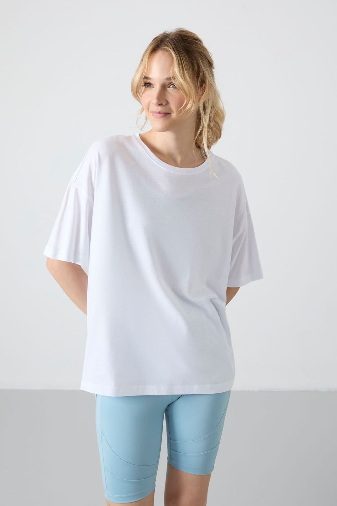 Tommy Life Tommy Life Women's Oversized Cotton-Modal Crew Neck T-Shirt in White - 4