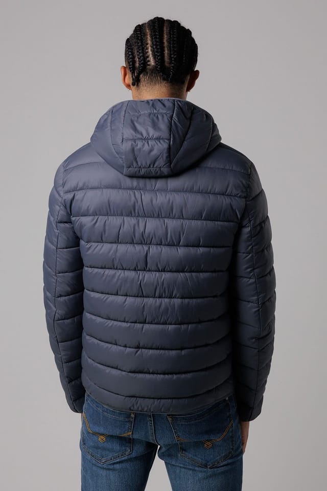 Santa Barbara Polo & Racquet Club Santa Barbara Polo & Racquet Club Men's Lightweight Zip Through Hooded Padded Jacket with Zipped Pockets in Grey - 2