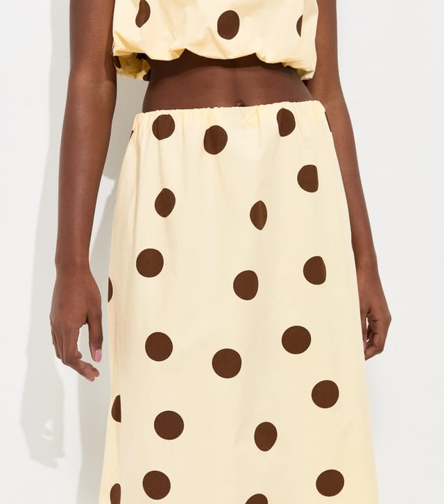 New Look Women's Cream Cotton Large Spot Print Circle Skirt New Look - 2