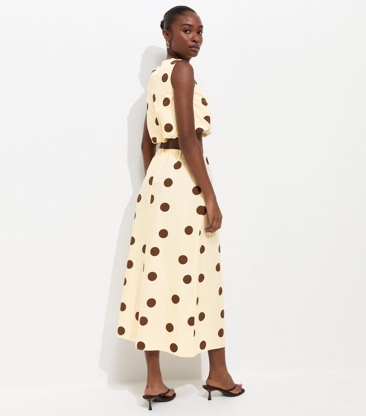 New Look Women's Cream Cotton Large Spot Print Circle Skirt New Look - 4