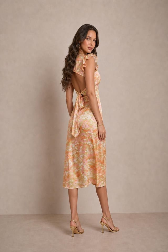 chi chi london Chi Chi London Women's V Neck Abstract Foil Spot Print Midi Dress in Multi - 3